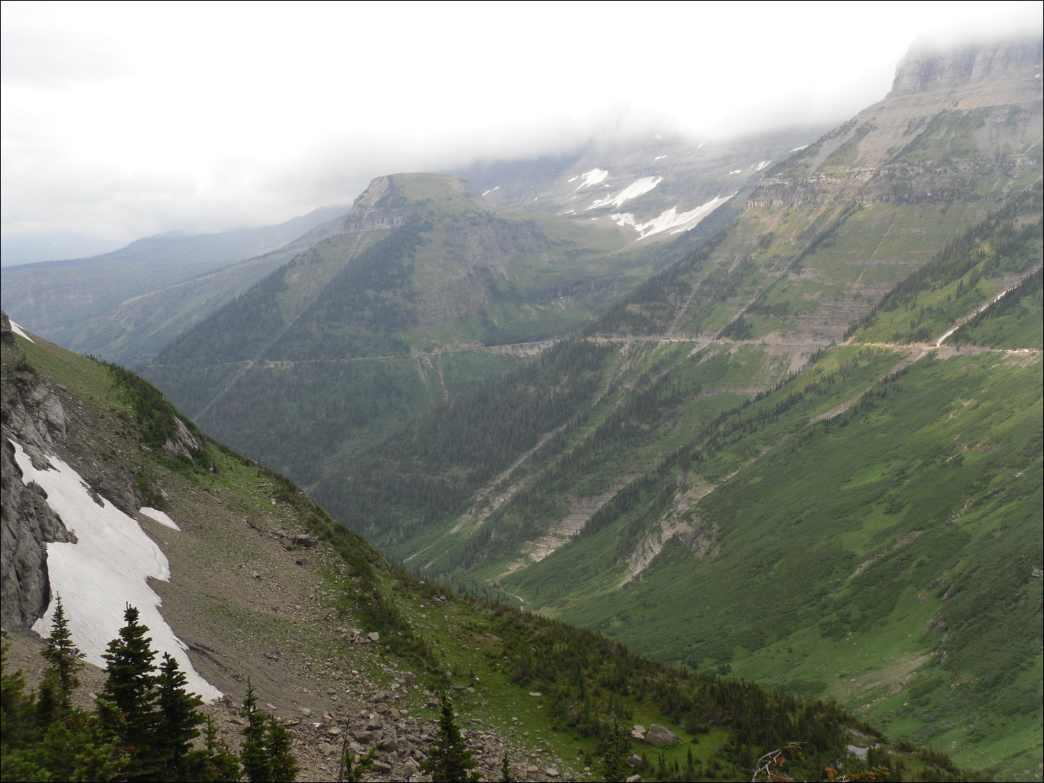 Glacier National Park-Views from west of Logans Pass on Going to the Sun Road.
